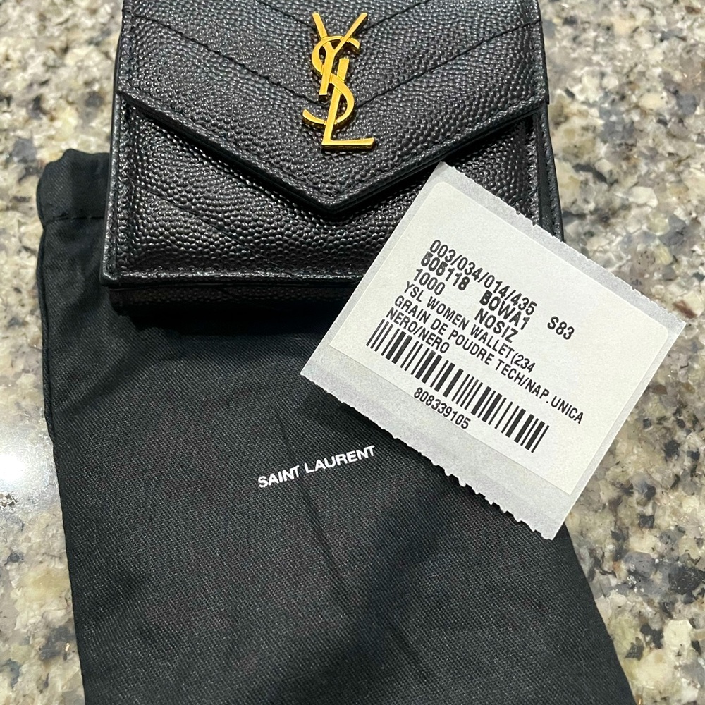 Saint Laurent Graine De Poudre trifold mini wallet